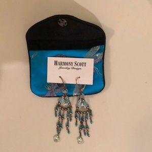 Handmade turquoise and blue chandelier earrings